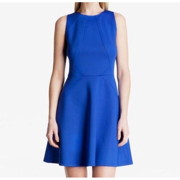Ted Baker London Mitton Blue Peplum Sleeveless Skater Dress | Ted Size 3 US 8 - Picture 1 of 5
